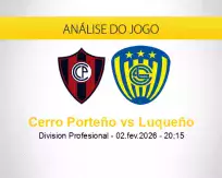 Prognóstico Cerro Porteño Luqueño (02 fevereiro 2026)