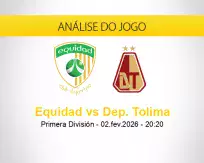 Prognóstico Equidad Dep. Tolima (02 fevereiro 2026)