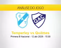 Prognóstico Temperley Quilmes (12 abril 2026)