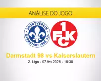 Prognóstico Darmstadt 98 Kaiserslautern (07 fevereiro 2026)