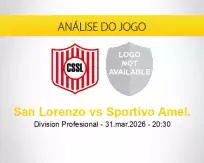 Prognóstico San Lorenzo Sportivo Amel. (31 março 2026)