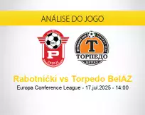 Prognóstico Rabotnički Torpedo BelAZ (17 julho 2025)