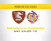 Prognóstico Salernitana Cremonese (02 fevereiro 2025)