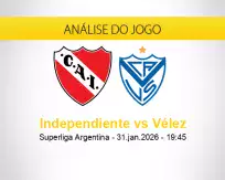Prognóstico Independiente Vélez (31 janeiro 2026)