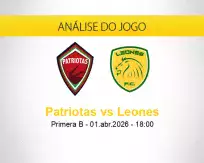 Prognóstico Patriotas Leones (01 abril 2026)