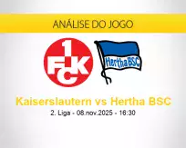 Prognóstico Kaiserslautern Hertha BSC (08 novembro 2025)