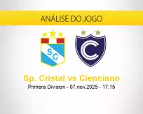 Prognóstico Sp. Cristal Cienciano (07 novembro 2025)