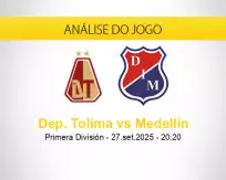 Prognóstico Dep. Tolima Medellín (27 setembro 2025)