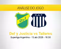 Prognóstico Def y Justicia Talleres (13 abril 2026)