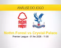 Prognóstico Nottm Forest Crystal Palace (01 fevereiro 2026)