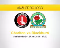 Prognóstico Charlton Blackburn (27 setembro 2025)