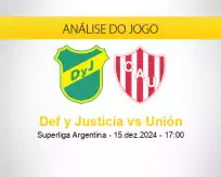 Prognóstico Def y Justicia Unión (15 dezembro 2024)