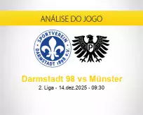 Prognóstico Darmstadt 98 Münster (14 dezembro 2025)